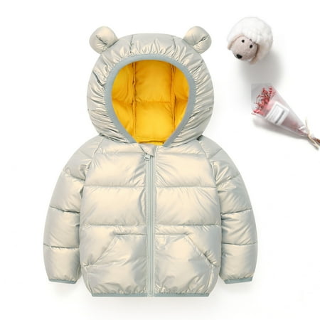 

ZMHEGW Jacket For Toddler Baby Boys Girls Winter Windproof Solid Bear Ears Hooded Outwear Coat For Kid