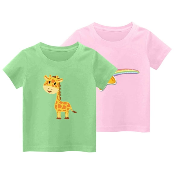 Lopecy-Sta 2 Pack Toddler Girls Shirts Kids Cotton Short Sleeve T Shirts Tops Tees Girls Summer T-Shirts