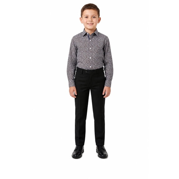 Elie Balleh Boys Navy Printed Short Sleeve Shirt - BLUE, 5
