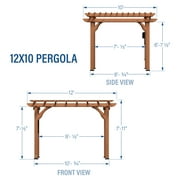 Backyard Discovery Beaumont 12x10 Cedar Wood Patio Pergola Kit, Trellis Roof, PowerPort