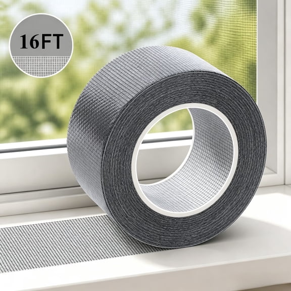Gray Fiberglass Window Screen Repair Tape, 2 in x 16a ft Self‑Adhesive Mesh Patch Tape for Screen Mesh Repair