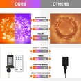 thumbnail image 2 of 100 LED Orange & Purple Halloween Lights - Plug in, Connectable Color Changing String Lights, 33ft Indoor/Outdoor for Halloween Party Decor & Christmas, 2 of 7