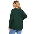 thumbnail image 6 of Women Plus Size Pleated Flowy Top 3/4 Roll Sleeve Casual Loose Blouse Round Neck Tunic Shirt Long Sleeve Black XL, 6 of 9