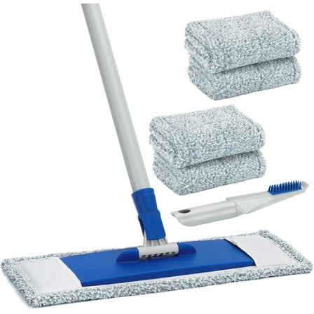 Mops for Floor Cleaning Microfiber Flat Mop with 4 Washable Pads 57" Long Handle Wet Dry Mops for Hardwood Laminate Wall Vinyl Tile Floor