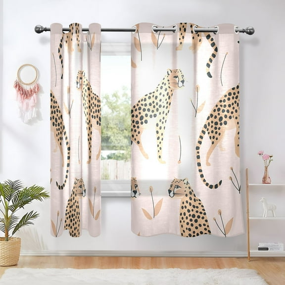 Cheetahes Leopard Blackout Curtains Thermal Insulation 63 inch Grommet for Bedroom Living Room Bathroom Kitchen Windows 2 Pack