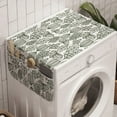 thumbnail image 1 of Nature Washing Machine Organizer, Horizontally Arranged Monochromatic and Geometric Leaf Motifs with Stripes, Anti-slip Fabric Top Cover for Washer and Dryer, Dark Green and White, by Ambesonne, 1 of 1