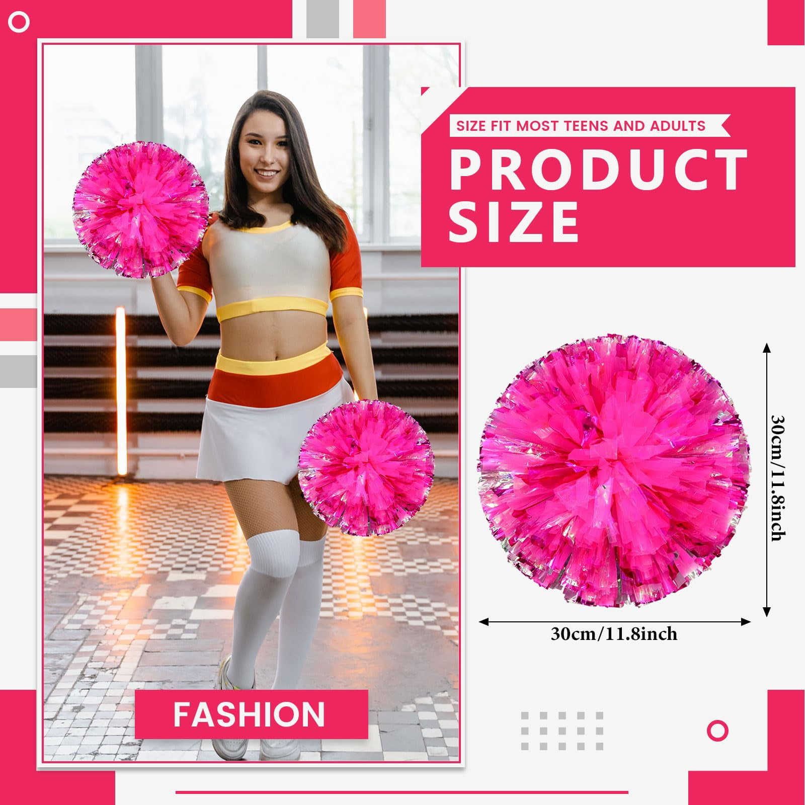 26 Pcs pom poms Cheer,pom poms Cheerleading with Four Finger Payment Cheer Pom Pomsfor Dance, Matches