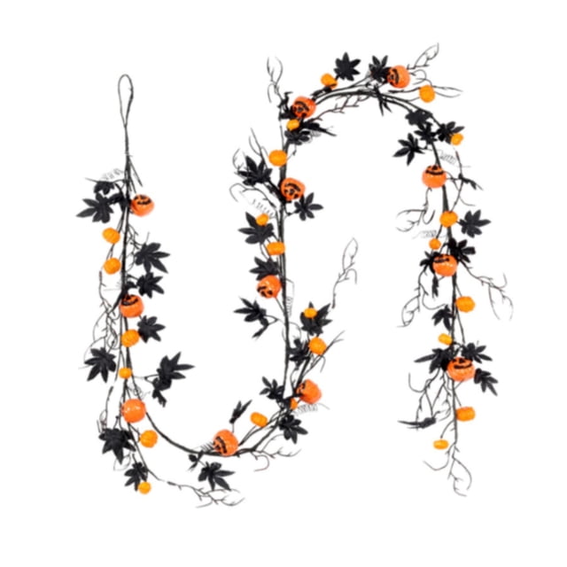 Guirnalda de otoño para Halloween, enredadera colgante de calabaza Artificial, guirnalda de Hojas de arce para escalera, decoración de fondo para vent
