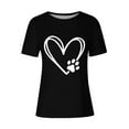 thumbnail image 4 of Lilgiuy National Pet Day Paw Print Shirts for Women Summer Solid Color Dog Mom Love Heart Graphic Tee Casual Crewneck Short Sleeve Pullover T-Shirt for Mothers'Day(Black,S), 4 of 4