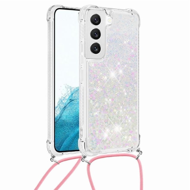 Funda FOXDOCK para Samsung Galaxy S21 con Cuerda Ajustable, Brillo Líquido, Protección Antigolpes y Lente – Ideal para Regalo