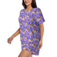 thumbnail image 2 of Lsque Pugs and Flowers Women's Short-Sleeved Pajama Set - 2 Piece Soft and Lightweight Sleepwear Set-3X-Large, 2 of 9
