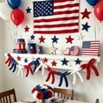 thumbnail image 5 of Lypsnake 4th of July Patriotic Crochet Bow Garland, Hand Knit Red White Blue Bow Star Strung Banner, Hanging Ornament for 250th Anniversary Memorial Day Porch Holiday Party Arrangement, 5 of 9