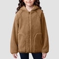 thumbnail image 2 of Staki Girls Fleece Jacket Soft Plush Sherpa Faux Fur Hooded Winter Jacket for Girls Warm Lightweight Cozy Teddy Coat 3-18Y(Purple,3-4 Years), 2 of 7