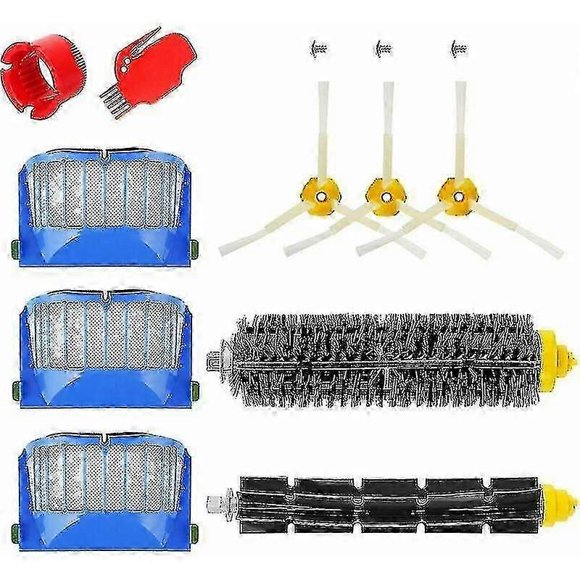 Replacement Parts Kit for Roomba 600 Series 650-698 - Broom Brush & Filter Roll Cleaning Accessories Set.