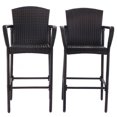 thumbnail image 4 of Gymax 2PC Rotin en Osier Bar Tabouret Accoudoir Haut Chaise Patio, 4 of 7