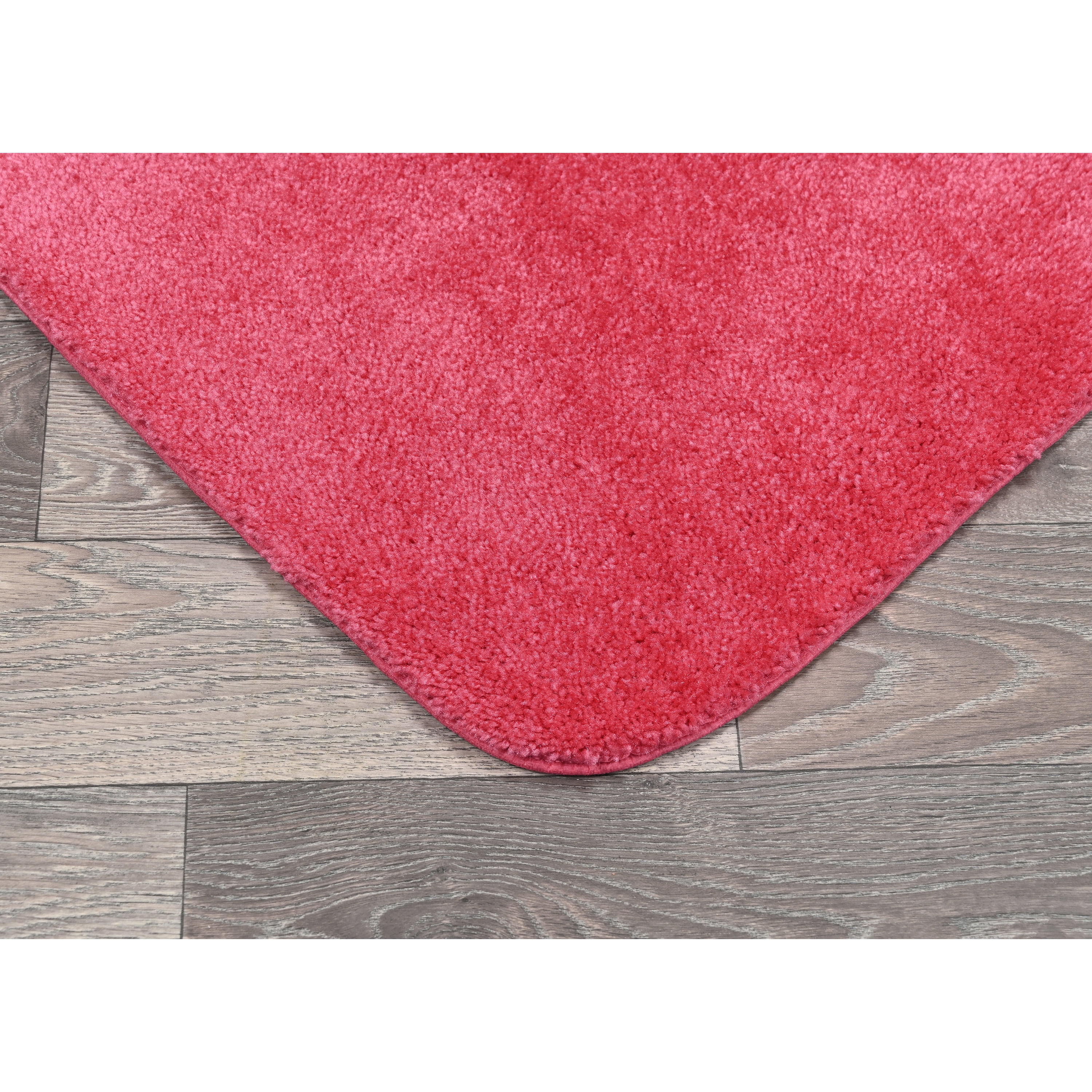Garland Rug Traditional Washable Bath Rug Set, 3-Piece Set (17"x24" Bath Rug and Two 21"x34" Bath Rugs) Pink Hibiscus