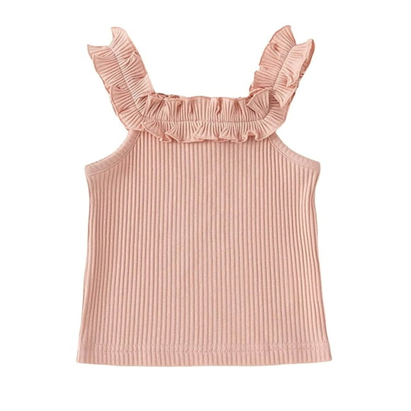 MEZZALL Vest Style Girl Vest Baby Lace Spaghetti Tops Sleeveless Loose Fit Cozy Infants Dailywear, Pink, 12-18 Months