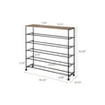 thumbnail image 7 of Yamazaki Home Rolling Five-Tier Shoe Rack, Black, Steel + Wood, Wheels, 7 of 7