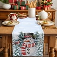 thumbnail image 4 of Christmas Red Snowman Cotton Linen Table Runner Winter Snow Scene Pine Tree Forest Bird Dining Table Runners for Home Decor Party Dining Room Restaurant Kitchen Party 13" x 48", 4 of 9