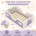 thumbnail image 3 of Mophoto Toddler Bed,Toddler Flood Bed with Extra Safety Broad, Removable Guard Rails,Standard Crib Size,Certified Fabric Toddler Beds for Kids, 3 of 9