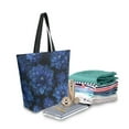 thumbnail image 2 of Open Top Canvas Tote Bag with Zipper Reusable Shopping Bag 13.5x15" Roomy Carryall Deep Blue Flower, 2 of 9