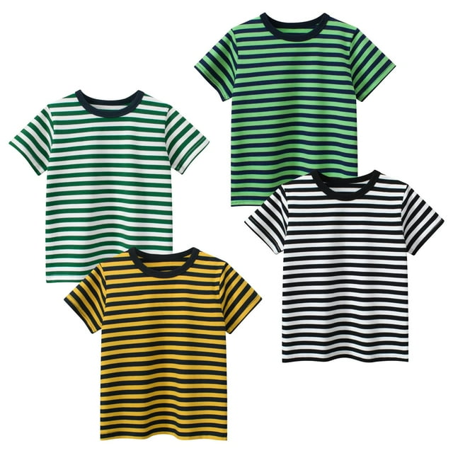 Camiseta TABNIX a rayas para niños, manga corta, 2 a 7 años, algodón, paquete de 4
