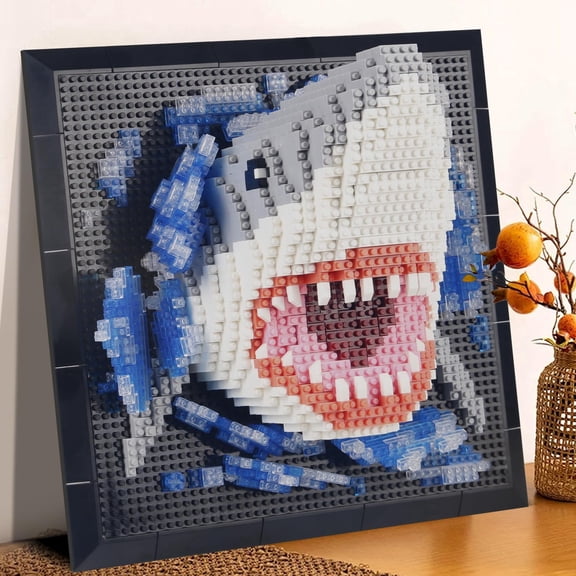 Shark Animal 3D Wall Art Building Blocks Set for Adults, Unique Home Wall Decor or Table Display, Christmas  Birthday Gifts for Teens