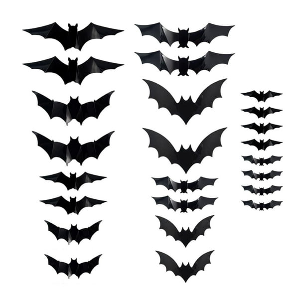 Decoración de pared con murciélagos, pegatinas para habitaciones, decoraciones de murciélagos para Halloween, artículos para fiestas DIY. 24 piezas