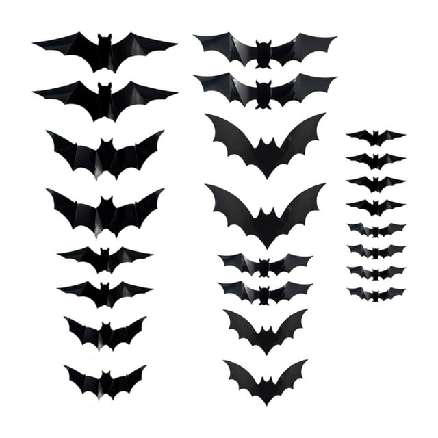 Murciélagos Decoración de Pared Suministros para Fiestas Decoración de Halloween Pegatinas Decorativas de Pared para Hacer Tú Mismo 24 piezas