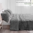 thumbnail image 3 of Uttermara 3-Piece Queen Size Comforter Set, Light Grey Fluffy Shaggy Faux Fur Comforter with 2 Pillow Shams, Soft Cozy Sherpa Bedding Set,88" x 88"inch, 3 of 8