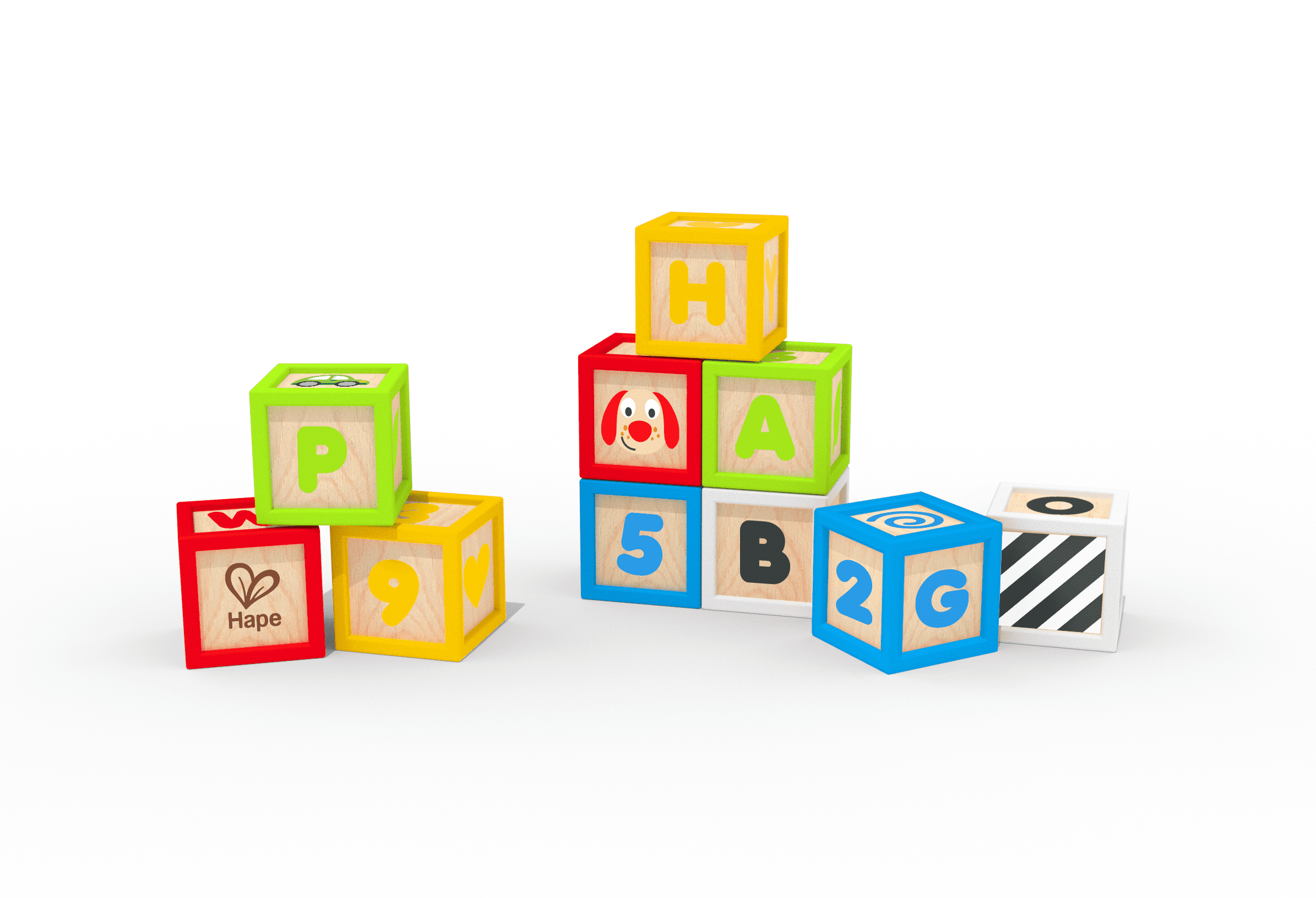 Hape Stacking ABC/123 Blocks Learning and Education Infant Toy Stack Silicone & Wood Blocks