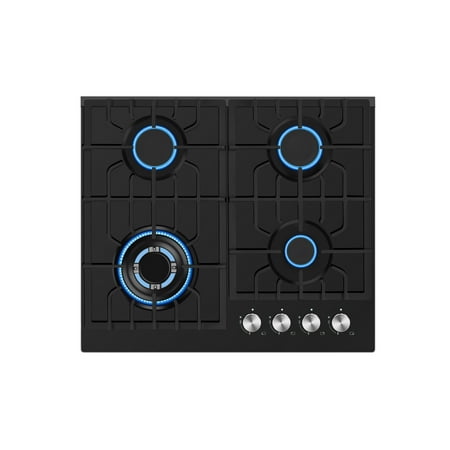Empava 24  Gas Stove Cooktop with 4 Italy Imported Sabaf Burners - LPG Convertible in Black
