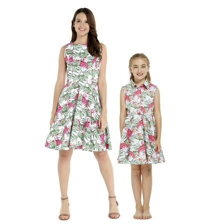 

Matching Hawaiian Luau Mother Vintage Daughter Shirt Dress in Flamingo in Love