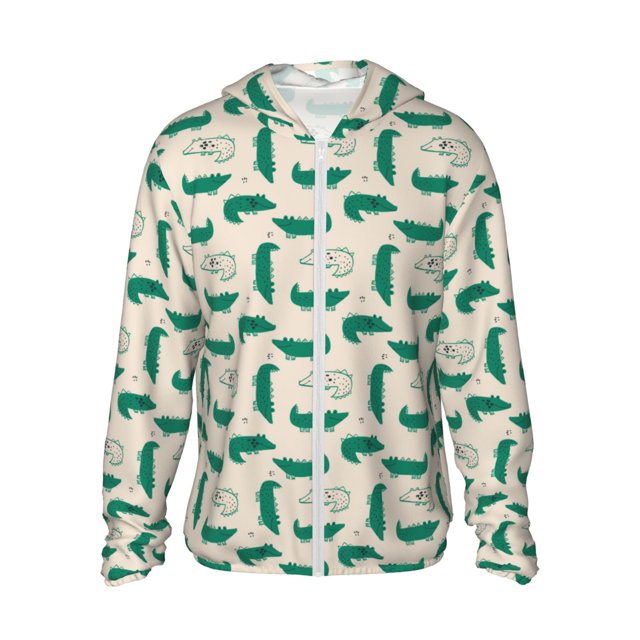 KLL Sweat à Capuche Extérieur Imprimé Crocodile pour Hommes et Femmes, Protection Solaire UPF 50+, Manches Longues, Pêche, Randonnée, Performance - Petit