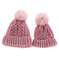 thumbnail image 4 of qolati Adults Kids Winter Beanie Hat with Faux Fur Pompoms Warm Knit Skull Cap Sequin Soft Ski Beanie for Women Men Holiday Outfits, 4 of 7