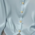 thumbnail image 3 of Women's Tops Dressy 2026 Solid Color Satin Tops Lapel Shirts Long Sleeve Teacher Office Business Outfits Blouse, 3 of 6
