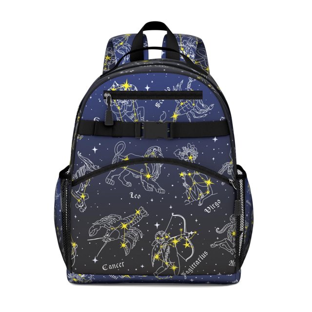 Celestial School Backpack Adjustable Padded Straps Chest Strap Water-Resistant Bookbag For Elementary Students