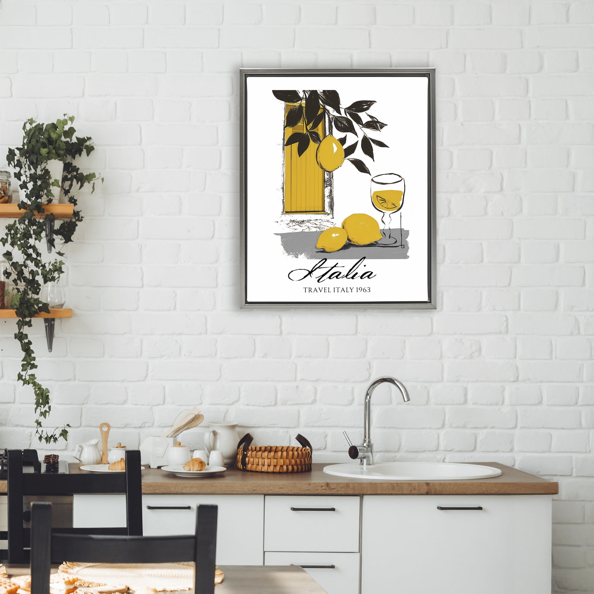 Stupell Industries Travel Italia Lemons Gray Framed Floater Canvas Wall Art, design by Annabelle Hall