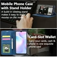thumbnail image 2 of Premium PU Leather Flip Folio Case for Xiao Redmi 9A/9AT/9i, Magnetic Closure Protective Case Kickstand Card Cash Slot Shockproof Durable Wallet Cover Soft TPU Inner Phone Case - Blue, 2 of 8