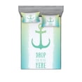 thumbnail image 2 of Ambesonne Ocean Fitted Sheet & Pillow Sham Set, Words Green Ombre Anchor, Twinxl, Green White, 2 of 3