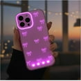 thumbnail image 1 of LED Bowknot Phone Case Light up Features a Charming Hollow Butterfly Knot, Sound-Activated Glow Compatible with iPhone 11/12/13/14/15/16/17 Pro/Pro Max (for iPhone 13,Pink), 1 of 7