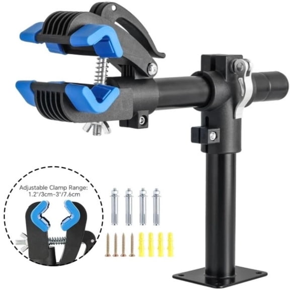 Wall Mount Bike Repair Stand, Bench Mount Bicycle Maintenance Rack with 360° Swivel Clamp, Adjustable up to 2.2", Holds 45 lbs, Space-Saving for Road & Mountain Bikes