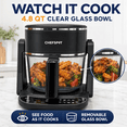 thumbnail image 6 of CHEFSPOT 3-in-1 Glass Air Fryer, Indoor Grill and Hot Pot Cooker, 4.8 Qt, 1300W, 8 Presets, 6 of 9