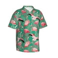 thumbnail image 3 of Xecao Tropical Flamingo print Hawaiian shirt - a stylish short-sleeve button-down for men, perfect for casual beach and tropical outings., 3 of 9