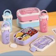 thumbnail image 1 of MTBLYS Portable Divided Lunch Box Set 1-Piece Bento Box with Water Cup Microwaveable Leak-Proof Sealed Plastic Worker Multi-Purpose Home Office Use, 1 of 7