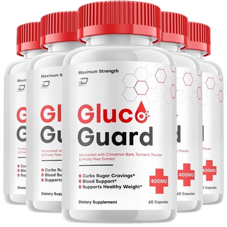 (5 Pack) Gluco Guard Blood Support Capsules, Gluco Guard Advanced Supplement, All Natural Formula to Maintain Healthy Levels, Maximum Strength Daily Formula, Gluco Guard Reviews (300 Capsules)
