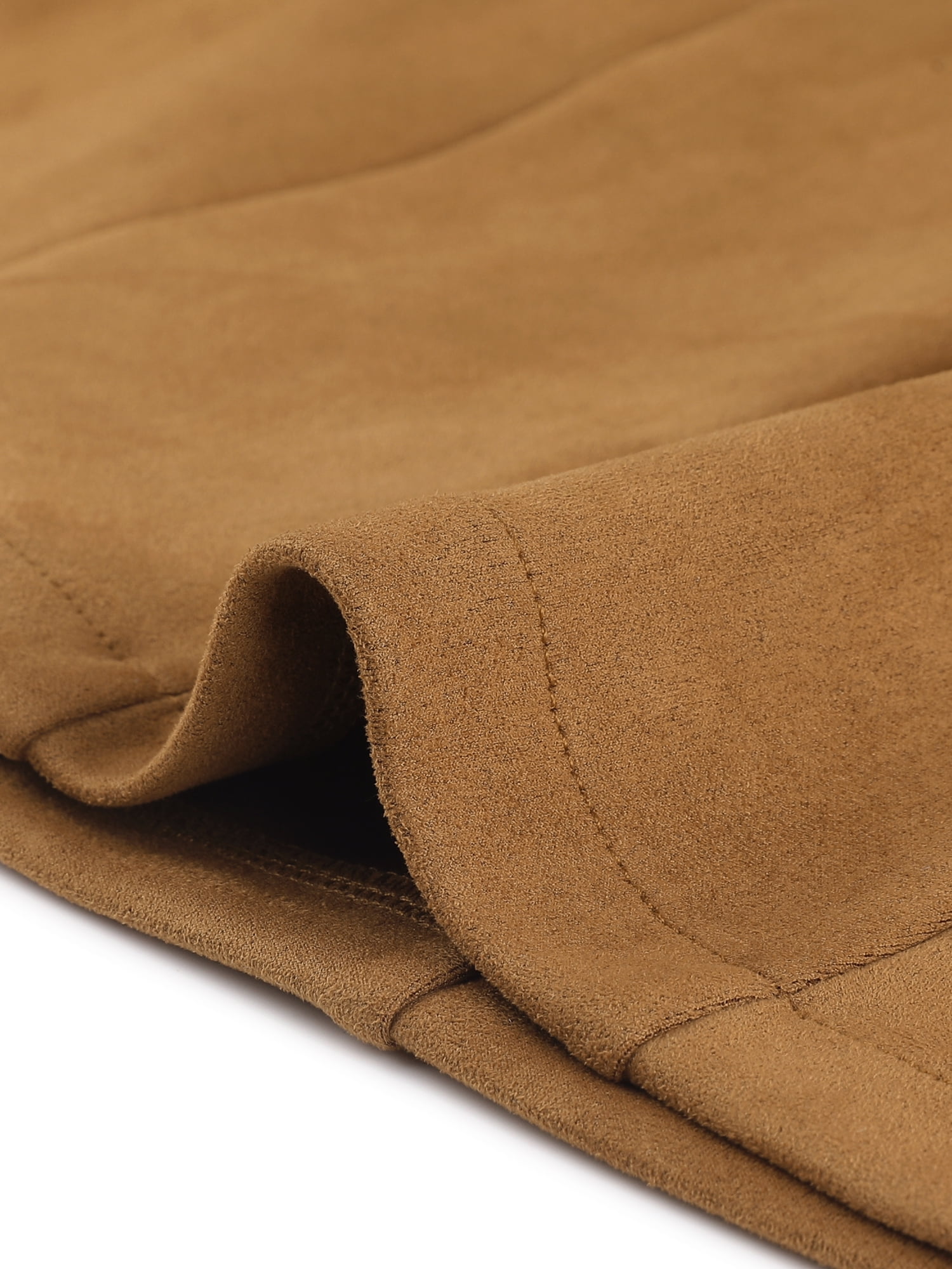 Unique Bargains Women's Faux Suede Belted Long Sleeve Single Breasted Blazer M Brown