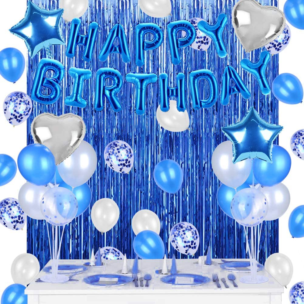 20" Blue Happy 50th Birthday Prismatic Foil Helium Balloon Party Decorations