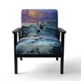 thumbnail image 3 of Designart "Wild Blue Ocean Waves XV" Upholstered Nautical & Coastal Accent Chair and Arm Chair, 3 of 5