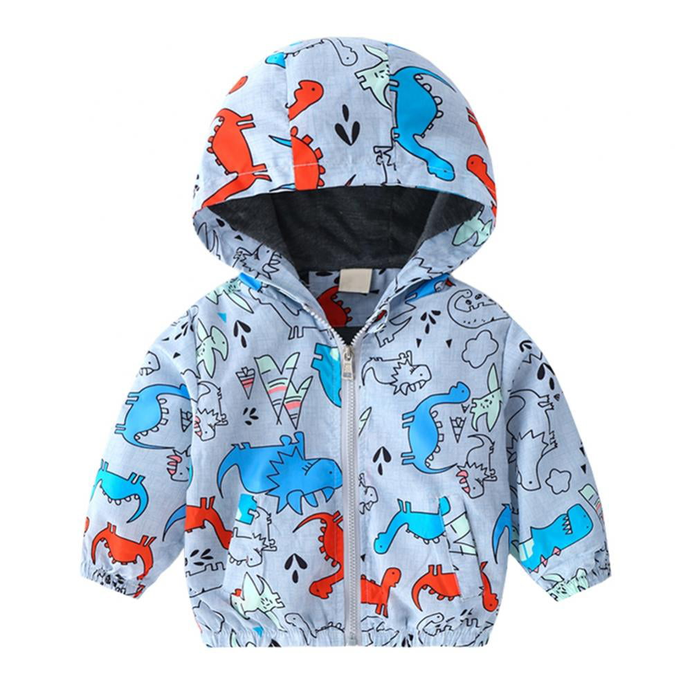 Baby Girls Boys Windproof Jacket Coat Windbreaker Breathable Casual Outerwear Printed Zip Hooded